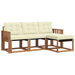 vidaXL Conjunto de sof&aacute;s de exterior con coj&iacute;n 4 pcs Natural y Crema