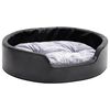 vidaXL Cama para perros felpa y cuero sint&eacute;tico negro gris 69x59x19 cm