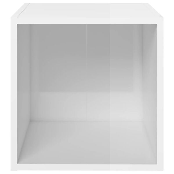 vidaXL Muebles TV 4 uds madera contrachapada blanco brillo 37x35x37 cm