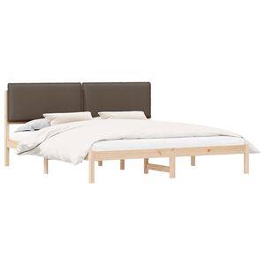 vidaXL Estructura de Cama con Cabecera Tapizada Taup&eacute; 180 x 200 cm