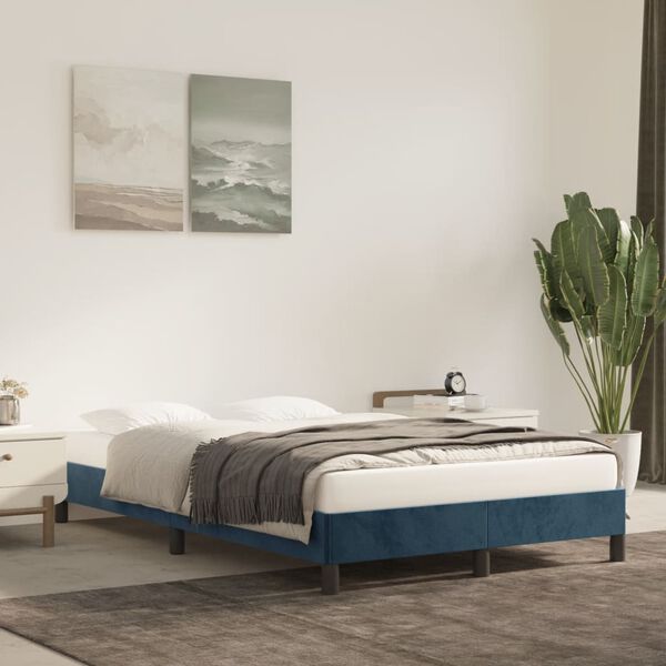 vidaXL Estructura de cama sin colch&oacute;n terciopelo azul oscuro 120x200cm