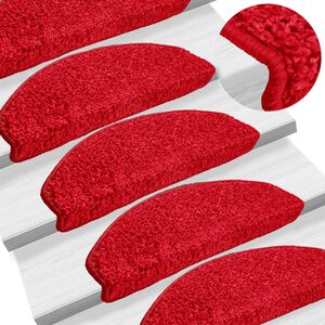 vidaXL Alfombrillas para escaleras 10 unidades 65x21x4 cm Rojo Semicircular Grande