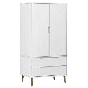 vidaXL Armario MOLDE madera maciza de pino blanco 90x55x175 cm