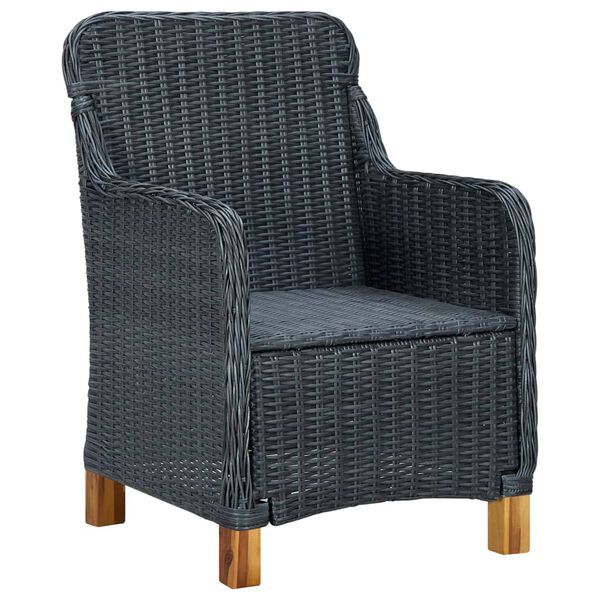 vidaXL Set comedor jard&iacute;n 9 pzas cojines rat&aacute;n sint&eacute;tico gris oscuro