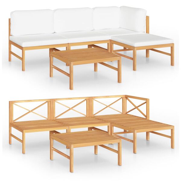 vidaXL Set de muebles de jard&iacute;n 5 pzas madera de teca y cojines crema