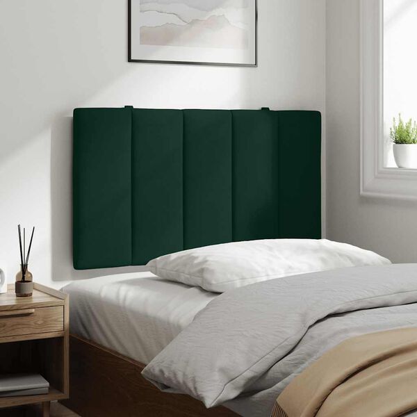 vidaXL Cabecero de cama acolchado Hanko terciopelo verde oscuro 90 cm