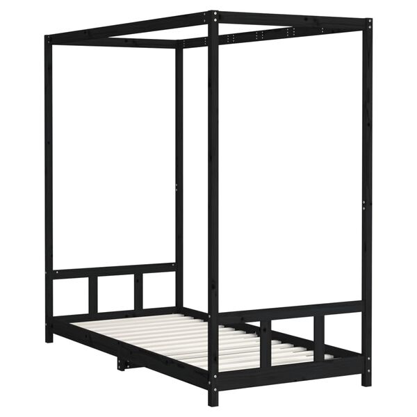 vidaXL Estructura de cama para niños madera de pino negro 90x200 cm