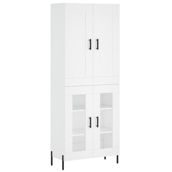 vidaXL Aparador alto madera contrachapada blanco 69,5x34x180 cm