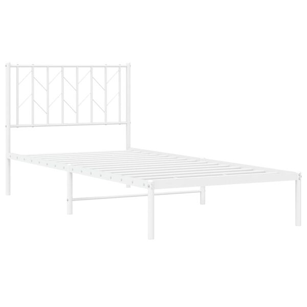 vidaXL Estructura cama sin colch&oacute;n con cabecero metal blanco 90x190 cm