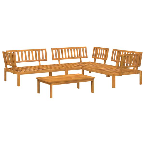vidaXL Juego de Sof&aacute; con coj&iacute;n 4 pcs Taup&eacute; Madera de Acacia S&oacute;lida