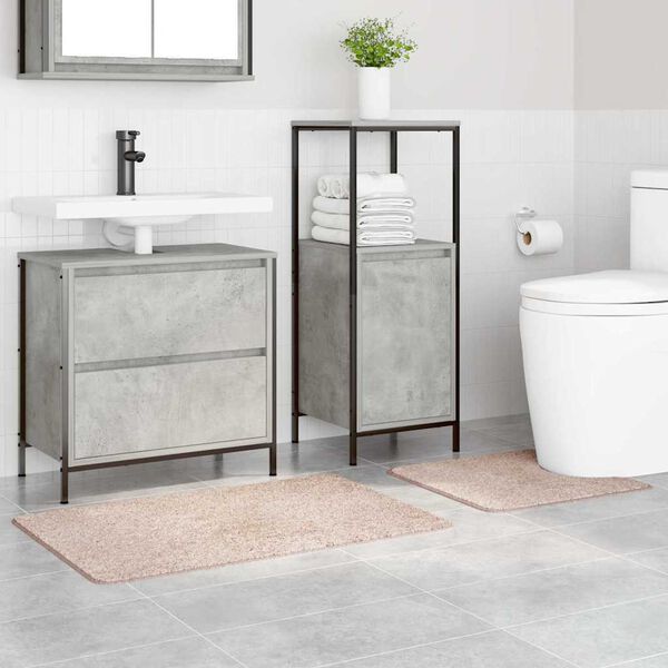 vidaXL Conjunto de alfombra de ba&ntilde;o antideslizante 2 pcs Crema PP