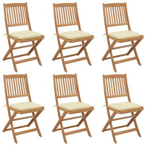 vidaXL Sillas plegables (6 unidades) con cojines, de madera maciza de acacia.