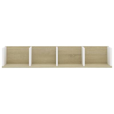 vidaXL Estante pared CD madera contrachapada blanco roble 100x18x18 cm