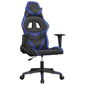 vidaXL Silla gaming de masaje cuero sint&eacute;tico negro y azul