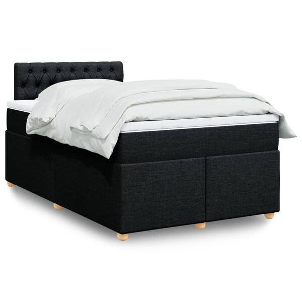 vidaXL Cama box spring con colch&oacute;n tela negro 120x200 cm