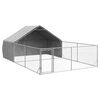 vidaXL Caseta perros exterior con corral 6x3x1,9 m acero galvanizado
