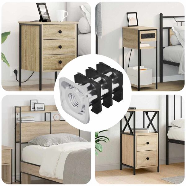 vidaXL Inserto de tubo roscado 1818 pcs Negro y Plata