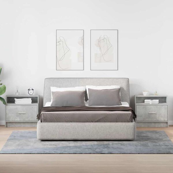 vidaXL Mesillas de noche con caj&oacute;n 2 uds gris hormig&oacute;n 51x31x47 cm