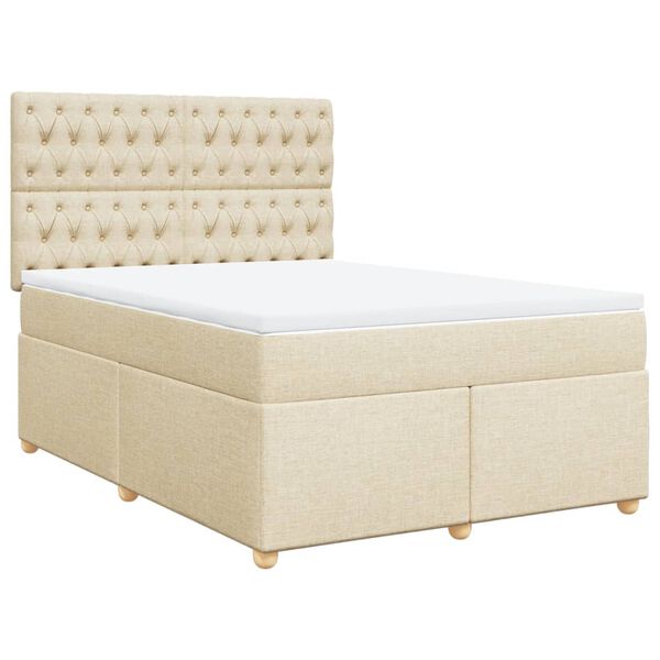 vidaXL Cama box spring con colch&oacute;n tela color crema 140x190 cm