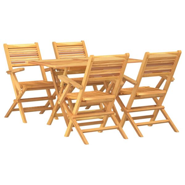 vidaXL Juego de comedor para jard&iacute;n 5 piezas madera maciza de teca