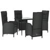 vidaXL Set de muebles jard&iacute;n 5 pzas con cojines rat&aacute;n sint&eacute;tico negro