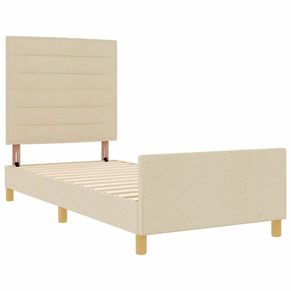 vidaXL Estructura de cama con cabecera Crema 90 x 200 cm tela