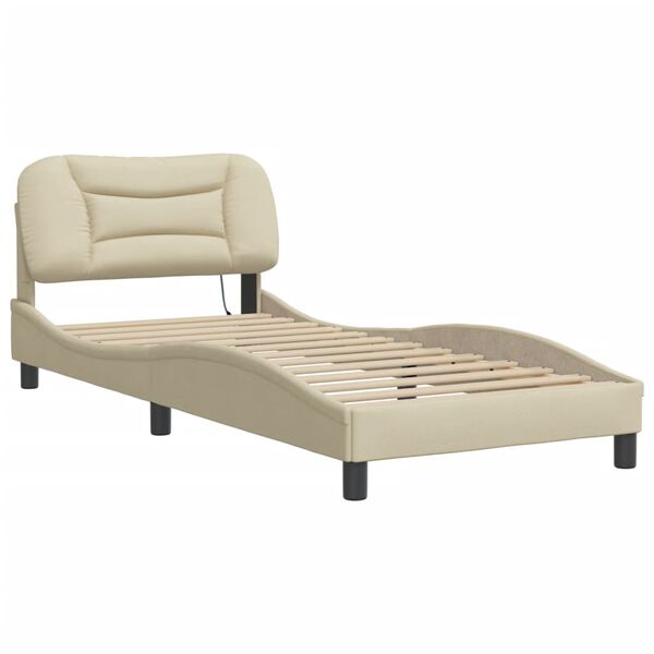 vidaXL Estructura de cama sin colchón Hvar tela crema 90x190 cm