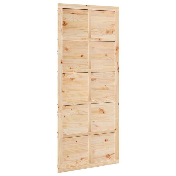 vidaXL Puerta Corrediza Marr&oacute;n 90 x 2,5 x 208 cm Madera de pino macizo