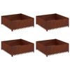 vidaXL Borde de C&eacute;sped 4 pcs 100 x 100 x 35 cm Acero Oxidado