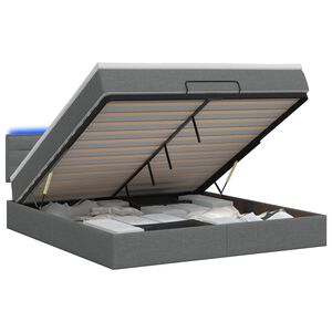 vidaXL Cama tipo otomana con colch&oacute;n y LED Gris oscuro 140 x 200 cm