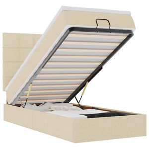 vidaXL Estructura de cama otomana con colch&oacute;n tela crema 80x200cm