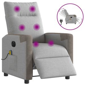 vidaXL Sill&oacute;n reclinable de masaje el&eacute;ctrico tela gris nube