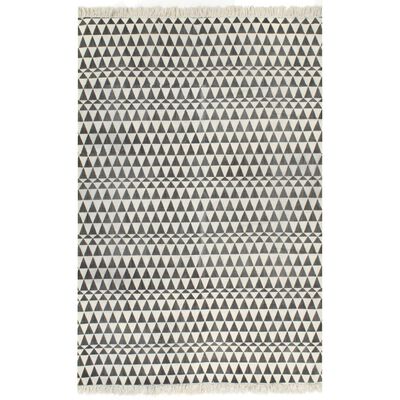 vidaXL Alfombra de algodón Kilim 120x180 cm estampado negro/blanco
