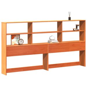 vidaXL Cabecero de cama almacenaje madera maciza pino marr&oacute;n 200 cm