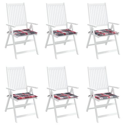 vidaXL Cojines de silla de jardín 6 uds tela a cuadros rojo 40x40x3 cm