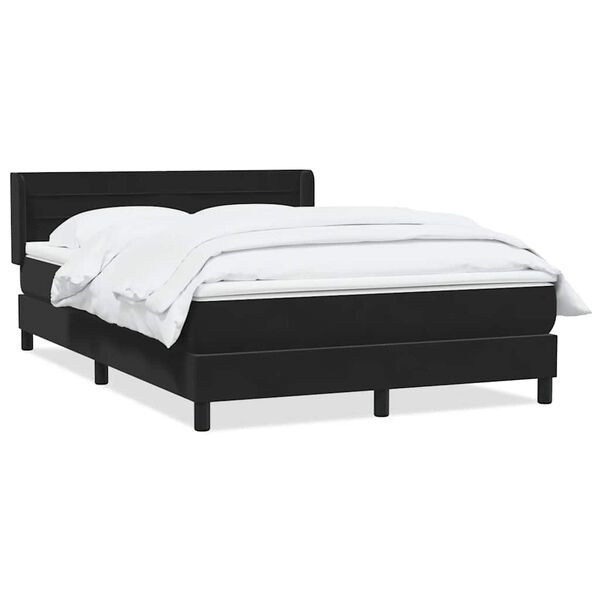 vidaXL Cama box spring con colch&oacute;n terciopelo negro 140x210 cm