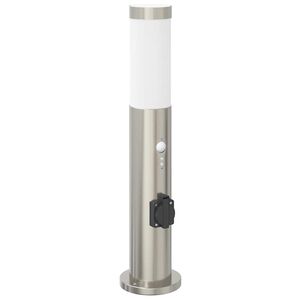 vidaXL Baliza luminosa con sensor y toma de corriente, 50 cm, acero inoxidable, IP44