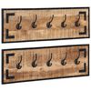 vidaXL Percheros 2 uds madera maciza de mango rugosa 80x8x25 cm