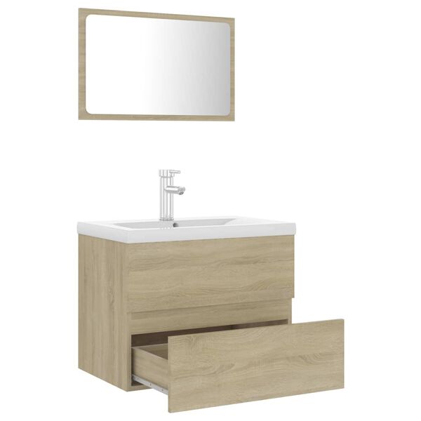 vidaXL Conjunto de muebles de baño madera contrachapada roble Sonoma