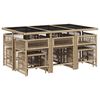 vidaXL Set comedor de jard&iacute;n 11 pzas con cojines rat&aacute;n sint&eacute;tico beige