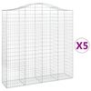 vidaXL Cestas de gaviones 5 uds forma de arco hierro 200x50x200/220 cm