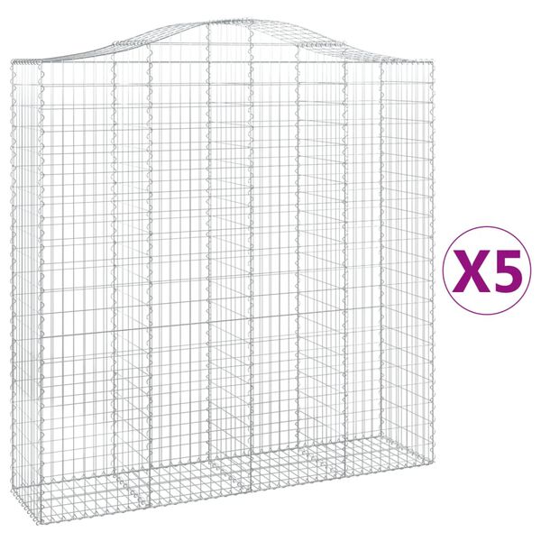 vidaXL Cestas de gaviones 5 uds forma de arco hierro 200x50x200/220 cm