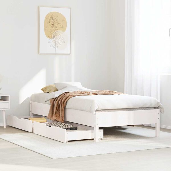 vidaXL Estructura de cama sin colch&oacute;n madera de pino blanca 90x200 cm