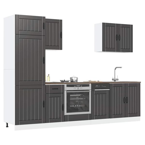 vidaXL Mueble de cocina Lucca negra 7 piezas madera contrachapada
