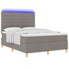 vidaXL Cama Box Spring LED con colch&oacute;n Taup&eacute; 140 x 200 cm tela