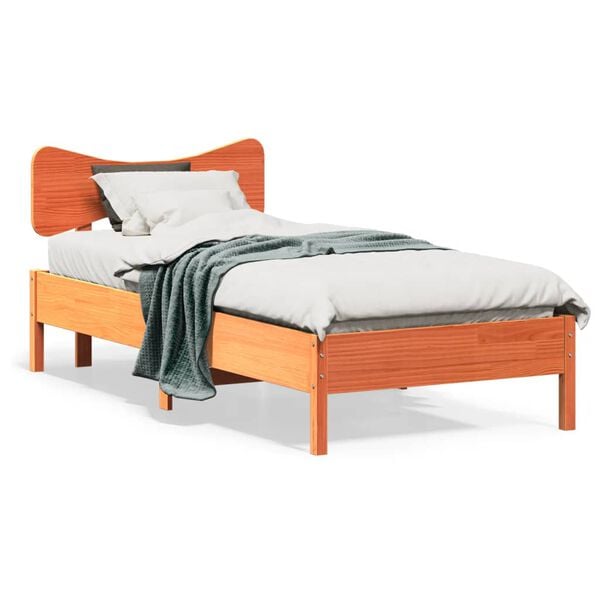 vidaXL Cama sin colch&oacute;n madera maciza de pino marr&oacute;n cera 100x200 cm