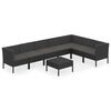 vidaXL Set de muebles de jard&iacute;n 8 pzas y cojines rat&aacute;n sint&eacute;tico negro