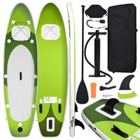 vidaXL Set de tabla de paddle surf hinchable verde 300x76x10 cm