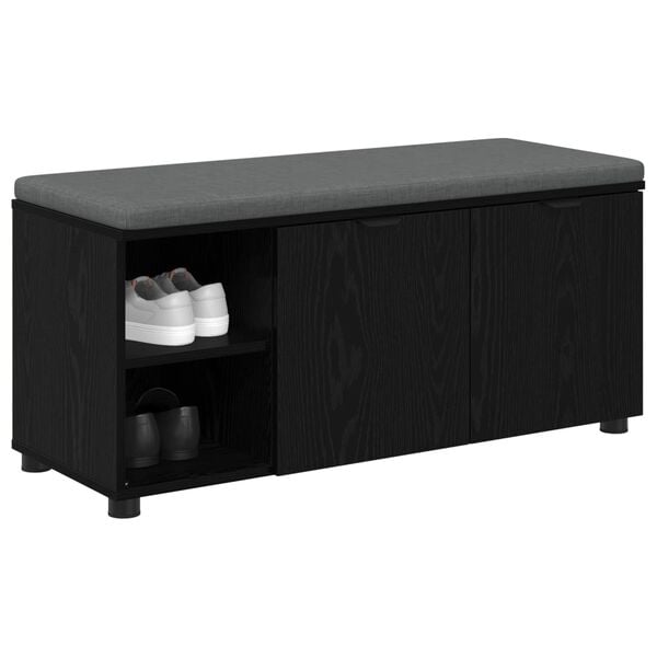 vidaXL Banco de entrada con coj&iacute;n Roble Negro 100 x 38 x 46 cm