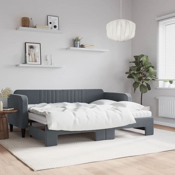 vidaXL Sofá cama nido con colchón terciopelo gris oscuro 80x200 cm